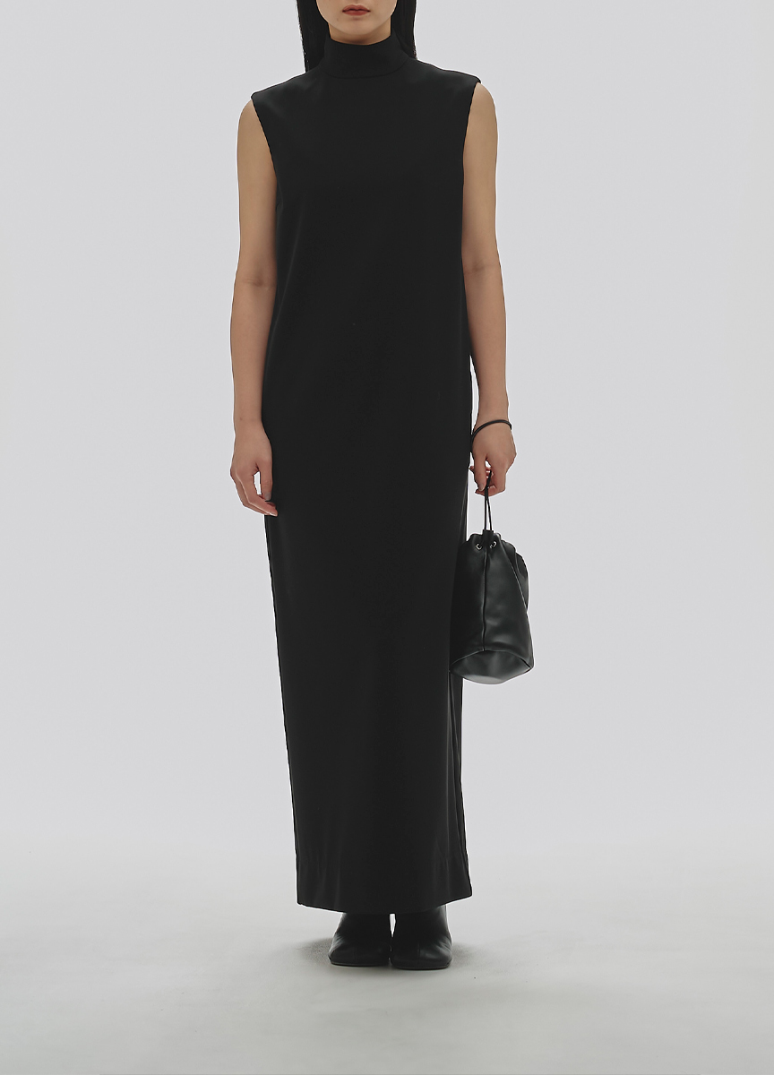 簡約立領長洋裝